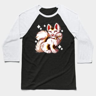 Maneki Neko - White Baseball T-Shirt